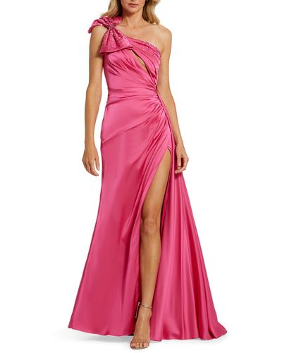 Mac Duggal Embellished Cutout One-shoulder Gown - Pink