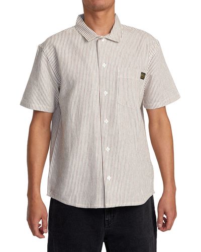 RVCA Dayshift Stripe Ii Short Sleeve Button-up Shirt - White