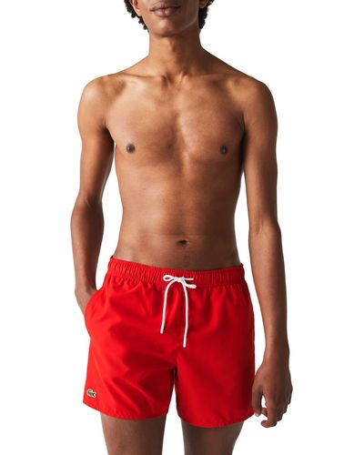Lacoste Recycled Polyester Swim Trunks - Red