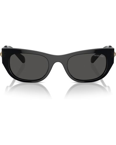 Swarovski 51mm Pillow Sunglasses - Black