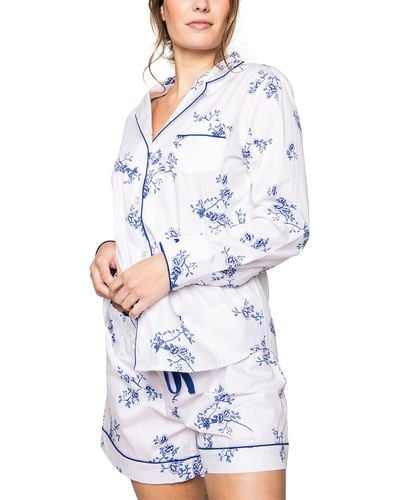 Petite Plume Indigo Floral Short Pajamas - White