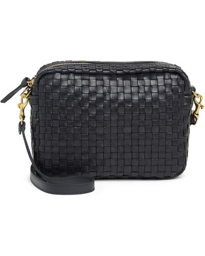 Clare V. Midi Sac Woven Leather Crossbody Bag - Black