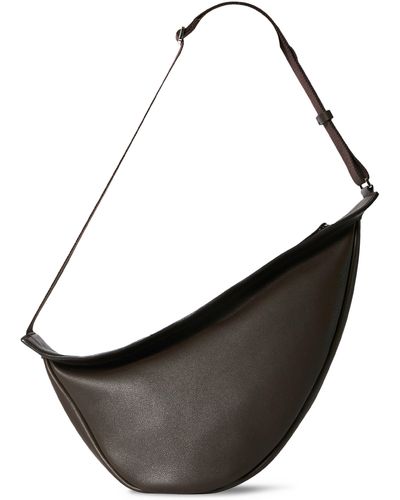 The Row Large Slouchy Banana Leather Shoulder Bag - Black