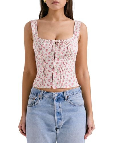 House Of Cb Chicca Square Neck Corset Top - Blue