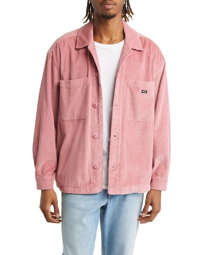 Obey Monte Corduroy Button-up Shirt Jacket - Red
