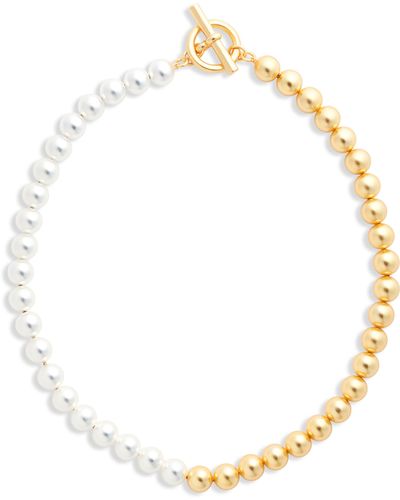 Karine Sultan Two-tone Beaded Chain Necklace - Metallic