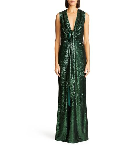 Halston Magdalena Sequin Gown - Green