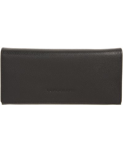 Longchamp Le Foulonne Leather Continental Wallet - Gray