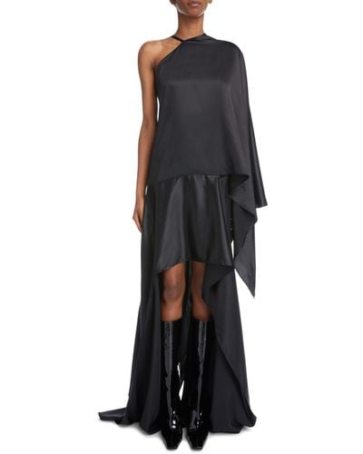 Acne Studios Dikla Satin One-shoulder High-low Gown - Black