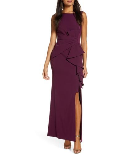 Eliza J Ruffle Front Gown - Purple