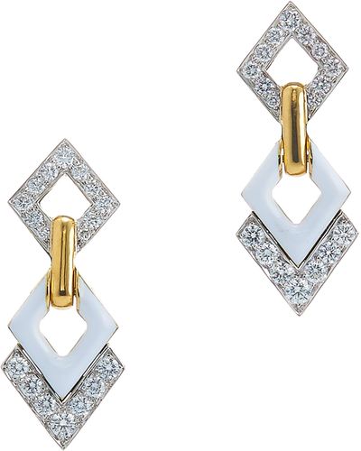 David Webb Motif Diamond Drop Earrings - Multicolor
