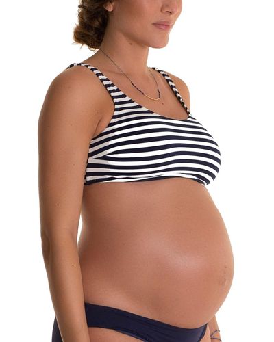 Pez D'or Alba Stripe Maternity Bikini Top - Blue