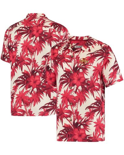 Men's Tommy Bahama White Louisville Cardinals Coconut Point Palm Vista  IslandZone Camp Button-Up Shirt