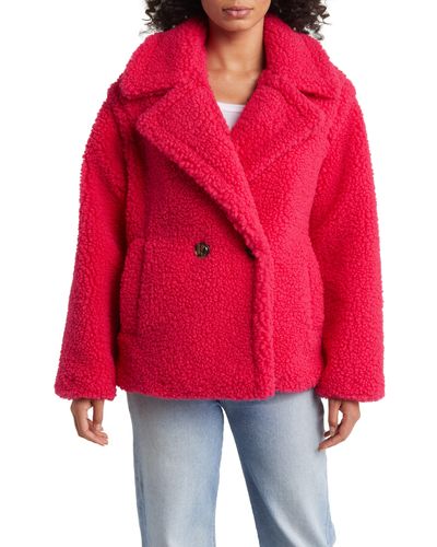 UGG ® Gertrude Short Teddy Coat Polyester - Red