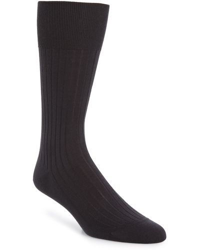 FALKE No. 13 Egyptian Cotton Blend Dress Socks - Black