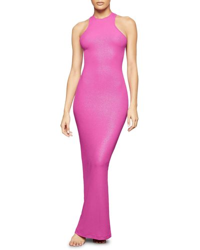Skims Soft Lounge Shimmer Racerback Maxi Dress - Pink