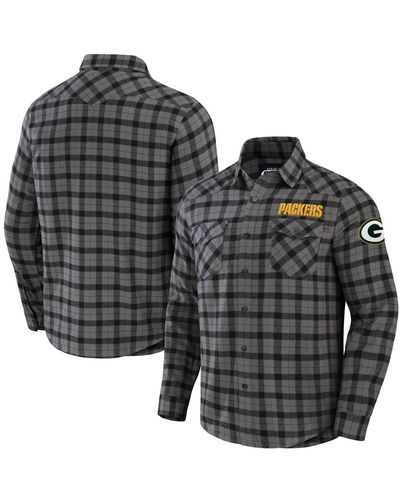 NFL X DARIUS RUCKER Collection By Fanatics Green Bay Packers Flannel Long Sleeve Button-up Shirt At Nordstrom - Black