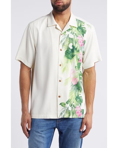 Tommy Bahama Paradise Vines Short Sleeve Silk Button-up Shirt - White