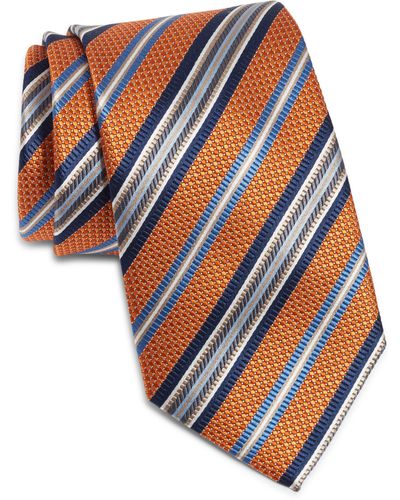 Nordstrom Stripe Silk Tie - Orange