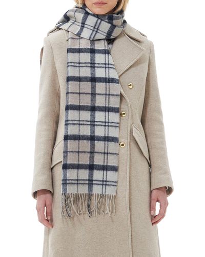 Barbour Jemma Plaid Double Face Lambswool Fringe Scarf - Gray