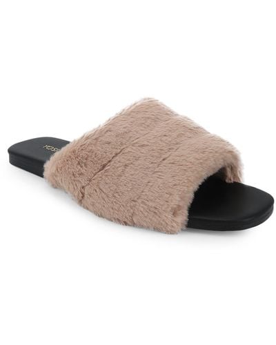 Yosi Samra Noro Faux Fur Slide Sandal - Natural