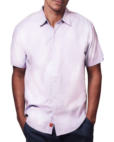 Fundamental Coast Bondi Short Sleeve Linen Blend Button-up Shirt - White
