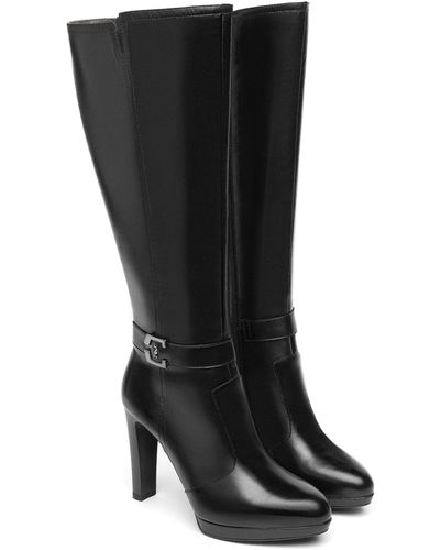 Nero Giardini Logo Plate Knee High Platform Boot - Black