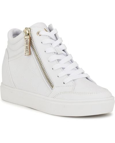 Nine West Tons Lace-up Wedge Sneaker - White