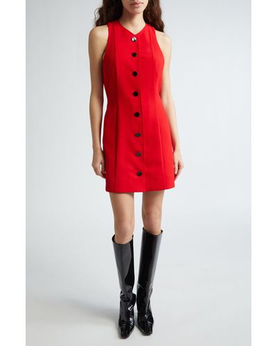 Ganni Twill Suiting Minidress - Red