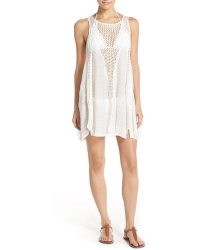 Elan Crochet Inset Cover-up Dress - White