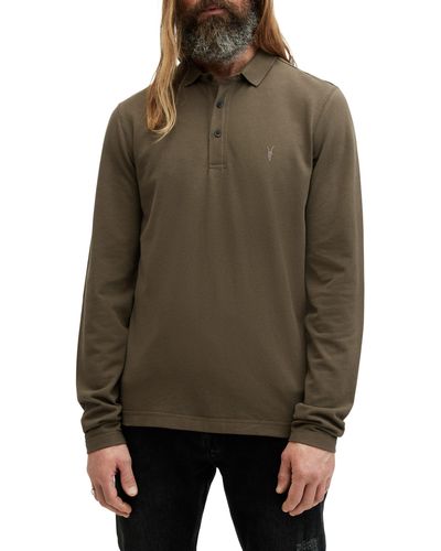 AllSaints Reform Long Sleeve Polo - Brown