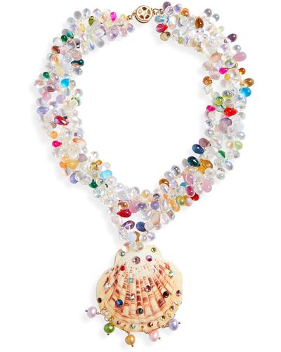 Isshi Salacia Shell Pendant Beaded Necklace - Multicolor