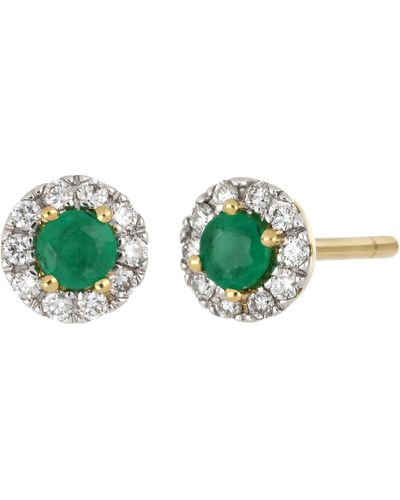 Bony Levy El Mar Gemstone & Diamond Halo Stud Earrings - Green