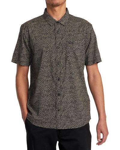 RVCA Morning Glory Floral Short Sleeve Button-up Shirt - Gray
