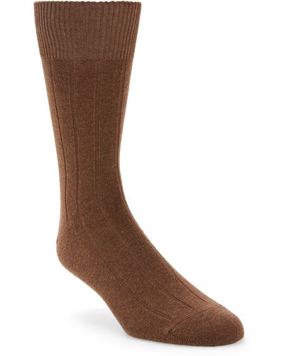 FALKE Lhasa Wool & Cashmere Dress Socks - Brown