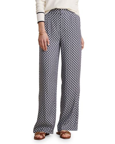 Vineyard Vines Luxe Floral Silk Blend Straight Leg Pants - Blue