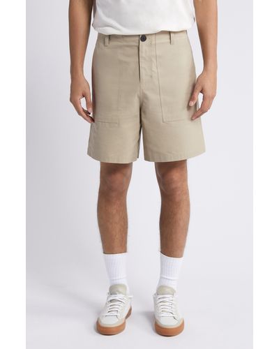 FRAME Patch Cotton Traveler Shorts - Natural