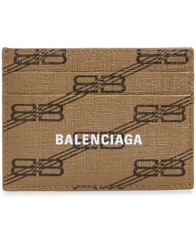 Balenciaga Bb Monogram Print Coated Canvas Card Case - Brown