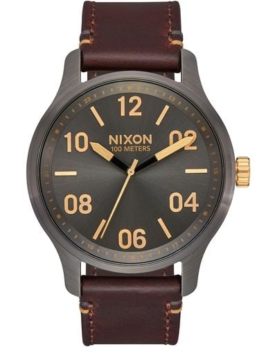Nixon Patrol Leather Strap Watch - Black