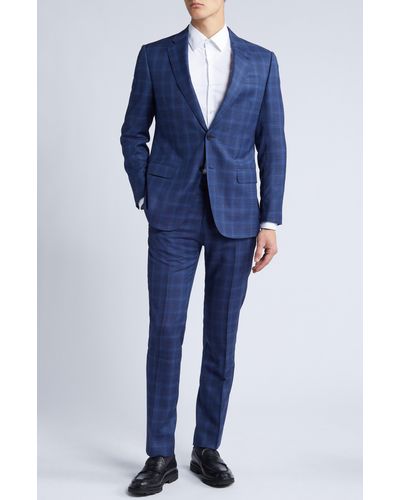 Emporio Armani G-line Windowpane Check Wool Suit - Blue