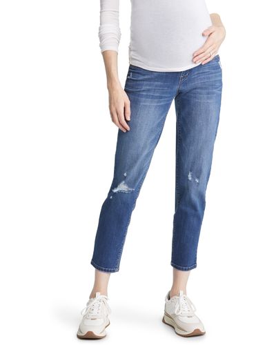 1822 Denim Re:denim Over The Bump Ankle Straight Leg Maternity Jeans - Blue
