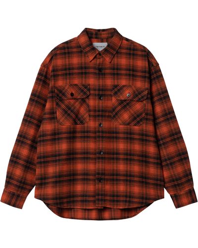 Carhartt Krenz Plaid Cotton Flannel Shirt - Brown