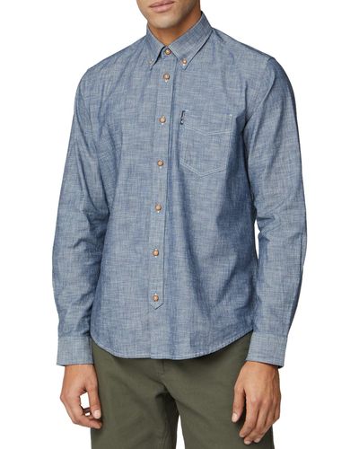 Ben Sherman Cotton Chambray Button-down Shirt - Blue