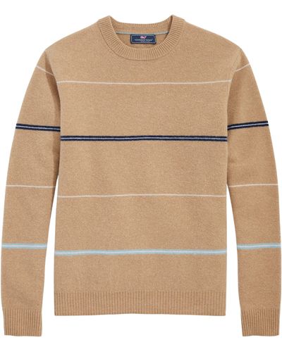 Vineyard Vines Stripe Wool Crewneck Sweater - Natural
