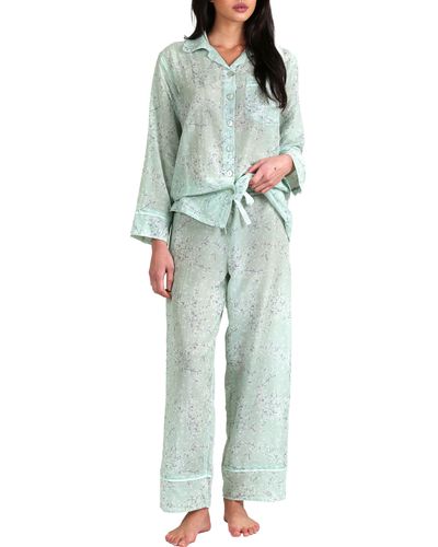 Papinelle Cheri Blossom Cotton & Silk Pajamas - Green