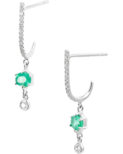 Meira T Emerald & Diamond Earrings - White
