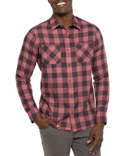 Travis Mathew Cloud Plaid Flannel Button-up Shirt - Red