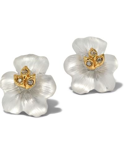 Alexis Pansy Lucite Flower Stud Earrings - White