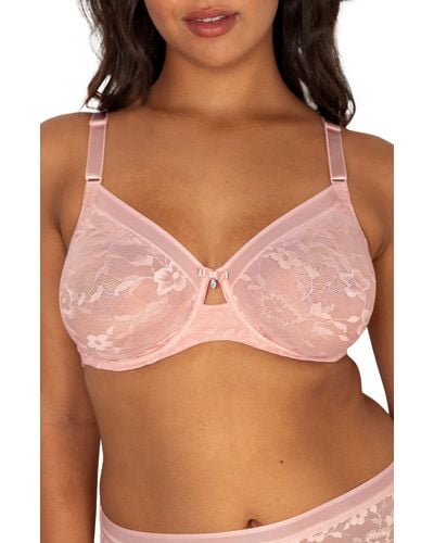 Curvy Couture No-show Lace Underwire Unlined Bra - Pink