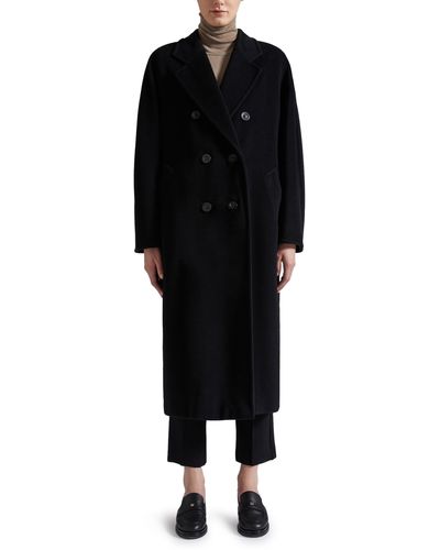Max Mara Madame Double Breasted Wool & Cashmere Coat - Black